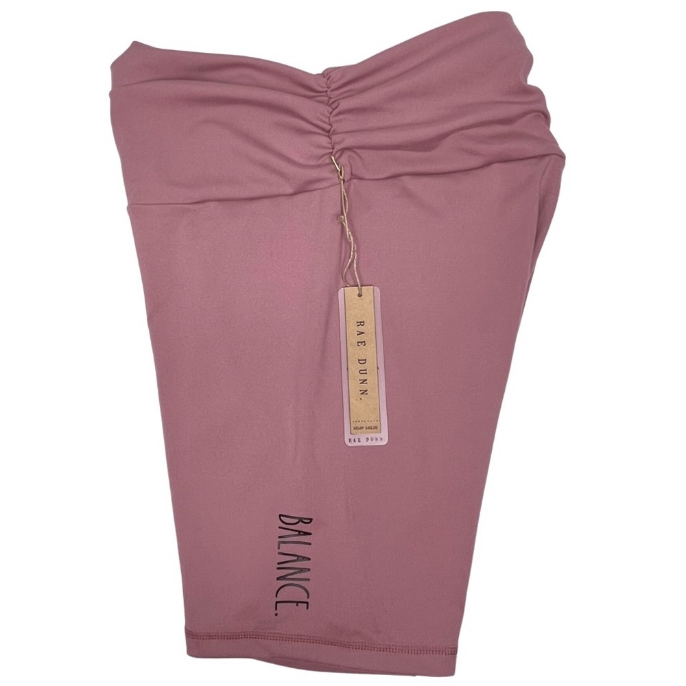 Rae Dunn New Shorts Pulse Bike BALANCE. Ruched Waist Nostalgia Rose Medium M NWT - Picture 3 of 15